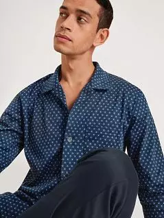 Пижама из тонкого хлопка (рубашка с планкой на пуговицах во всю длину и брюки) темно-синего цвета CALIDA  48662c409